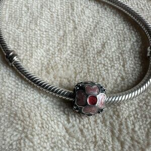 Pandora Pink Red Flower Enamel 925 ALE Retired #790433ER